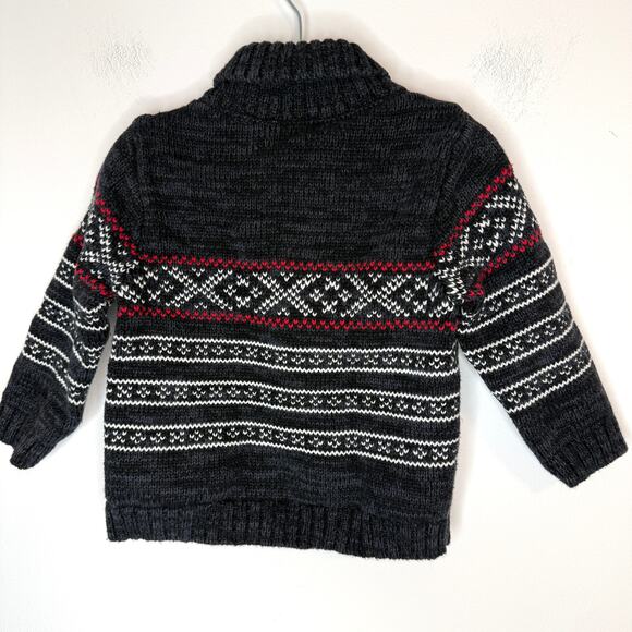 Old Navy Baby Boy Fair Isle Holiday Sweater In Gray Red White Size 6-12 Months - Picture 4 of 6